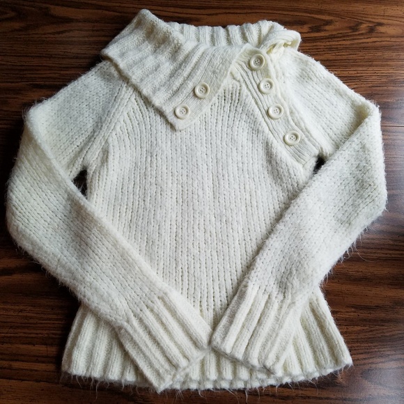 Y2K H&M Knit Button Fuzzy Sweater M - Picture 1 of 8